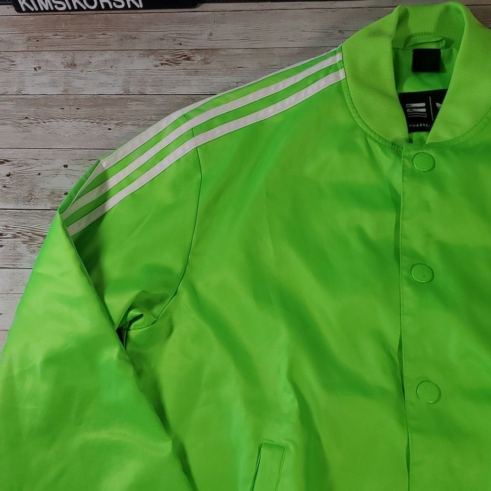 Adidas x Pharrell Williams Neon Green Bomber Track Top‎ Jacket Size Medium - Picture 2 of 13